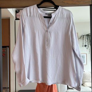 Vince Silk Half Button Down Blouse in Lilac